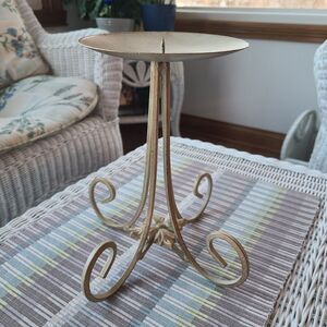 Vintage Metal Art Tall Candle Stand Candle Holder Gold Wrought Iron Shabby Chic